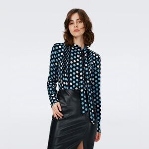 Diane Von Furstenberg Maeve Top in Magic Dot Star Sapphire
